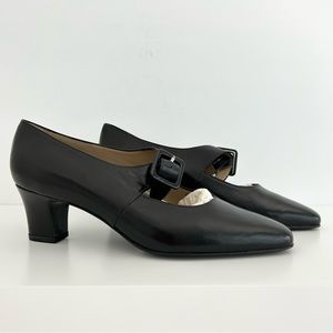 Vintage Ñora Yanko Heels, Made in Spain, Black with Buckle, Size 6.5, New